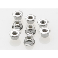 TRAXXAS 3647: Nuts, 4mm flanged nylon locking (steel, serrated) (8)