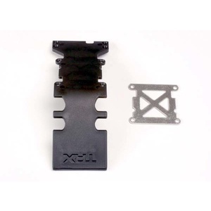 TRAXXAS 4938 Skidplate, rear plastic (black)/ stainless steel plate