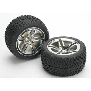 Traxxas 5573: Tires & wheels, assembled, glued (Twin-Spoke wheels, Victory tires, foam inserts) (nitro rear) (2)