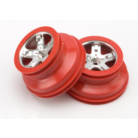 TRAXXAS 5874A: Wheels, SCT satin chrome, red beadlock style, dual profile