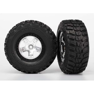 Traxxas 5880: Tires & wheels, assembled, glued (SCT satin chrome, black beadlock style wheels, Kumho tires, foam inserts) (2)