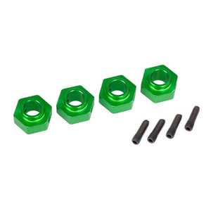 TRAXXAS 8269G: Wheel hubs, 12mm hex, 6061-T6 aluminum (green-anodized) (4)/ screw pin (4)