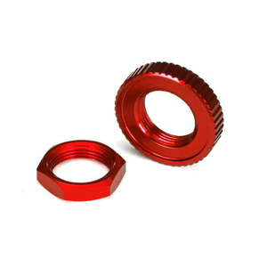 TRAXXAS 8345R: Servo saver nuts, aluminum, red-anodized (hex (1), serrated (1))
