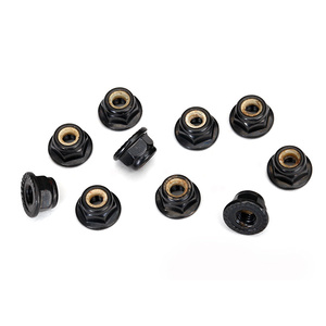 TRAXXAS  8347 Nuts, 4mm flanged nylon locking, serrated (black) (10)