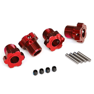 TRAXXAS 8654R Wheel hubs, splined, 17mm (red-anodized) (4)/ 4x5 GS (4), 3x14mm pin (4)