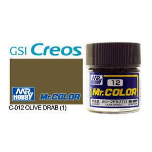 Gunze C012 Mr. Color Semi Gloss Olive Drab Solvent Based Acrylic Paint 10mL