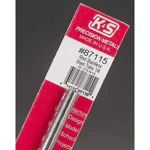 KS87115 Round Stainless Steel Tube: 1/4" OD x 22 Gauge x 12" Long (1pc)