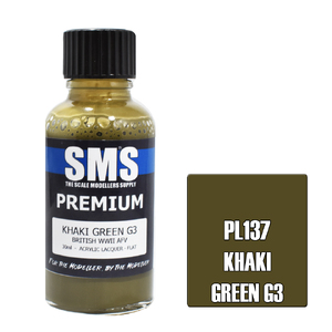 SMS PL137 Premium Acrylic Lacquer Khaki Green G3 Paint 30ml