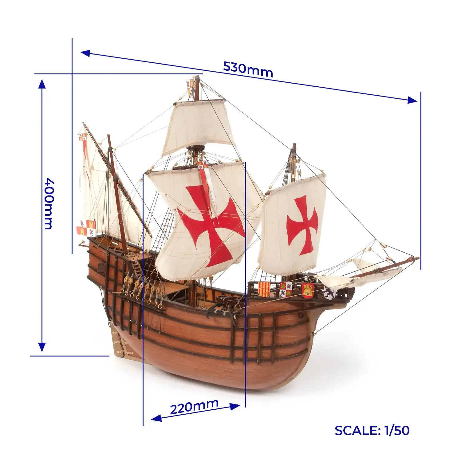 OCCRE - Santa Maria Ship Model Wooden Model Ship