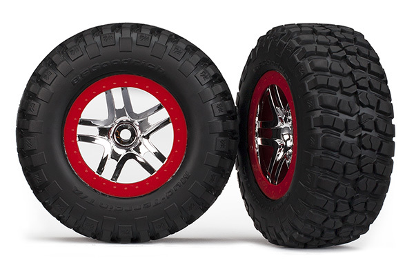 TRAXXAS BFGOODRICH MUD-TERRAIN Pneumatico Su Cerchio Rosso Chrome Slash 4x4 6873a 
