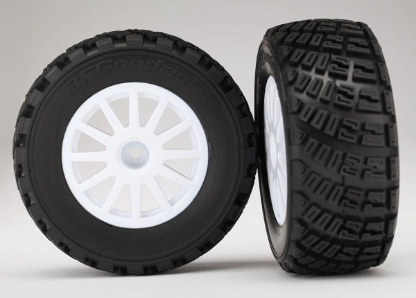 Juego De 2 Neumáticos Y Ruedas Montadas Traxxas – Ruedas Blancas Con Compuesto S1 Para Rally Y Grava
