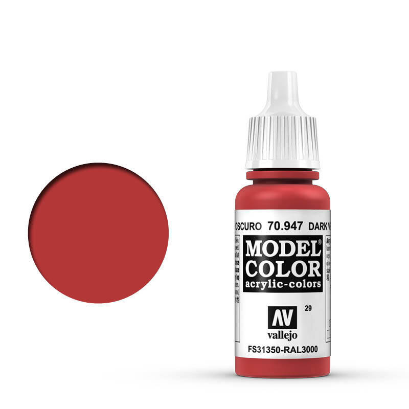 Vallejo Model Color 70.947 Dark Vermilion acrylic Paint 17ml