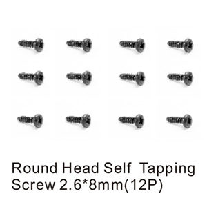 HBX S018 Self Tapping Round Head Screws 2.6x8mm (12pcs)