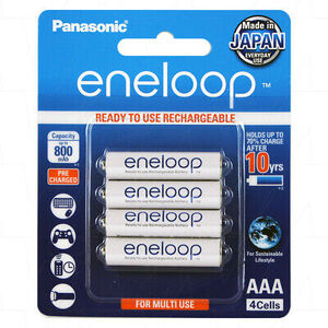 Rechargeable Battery AAA Micro 8000mAh Panasonic Eneloop NiMH Ready to Use  BK-4MCCE (4 Classic Batteries) 