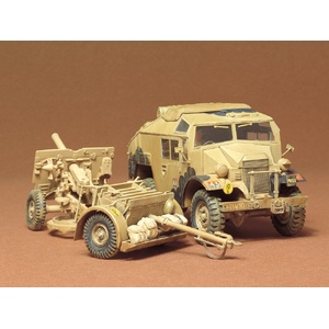 Tamiya 35044 British 25 PDR. Field Gun & Quad Gun Tractor 1/35 Scale Plastic Model Kit