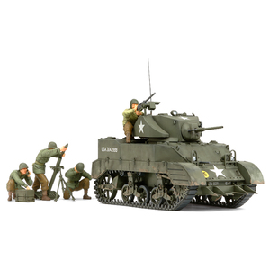 Tamiya 35313 U.S. Light Tank M5A1 "Pursuit Operation" Set (w/4 Figures) 1/35 Scale Model Military Miniature Series No.313