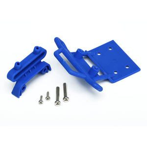 TRAXXAS 3621X Bumper, front / bumper mount, front / 4x23mm RM (2)/ 3x10mm RST (2) (blue)