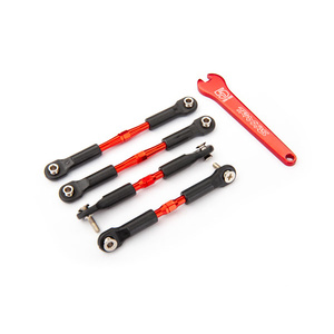 TRAXXAS 3741X: Turnbuckles, aluminum (red-anodized), camber links, front, 39mm (2), rear, 49mm (2)