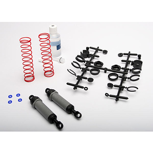TRAXXAS 3762A: Ultra Shocks (grey) (xx-long) (complete w/ spring pre-load spacers & springs) (rear) (2)