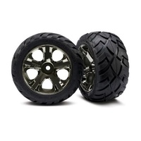 TRAXXAS 3777A: Black-Chrome All-Star Wheels/AnacondaTires(2)