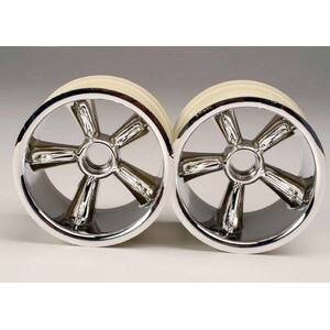 TRAXXAS 4174: Pro-Star chrome wheels (2) (front) (for 2.2" tires)