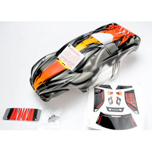 TRAXXAS 4411R: Body, Nitro Rustler¶©, ProGraphix¶© Body, window, grille, lights decal sheet/ wing and aluminium hardware