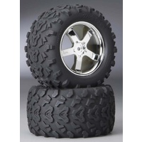 TRAXXAS 4973R: 3.8" Tires/Hurricane Chrome T-Maxx 3.3 (2)