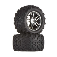 TRAXXAS 4983A: Tire/Wheels Black Chrome Maxx 17mm (2)