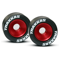TRAXXAS 5186: Wheels, aluminum (red-anodized) (2)/ 5x8mm ball bearings (4)/ axles (2)/ rubber tires (2)