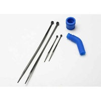 TRAXXAS 5245: Molded Tuned Pipe Coupler & Exhaust Deflector Blue