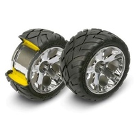 TRAXXAS 5577R: Mirror-Chrome All-Star Wheel/Anaconda Tires(2) Front