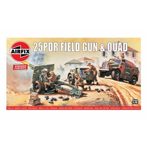 Airfix A01305V 25PDR Field Gun & Quad 1:76 Scale Model