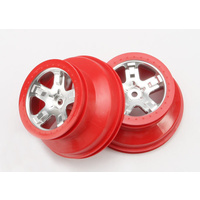 TRAXXAS 5872A: Wheels, SCT satin chrome, red beadlock style, dual profile