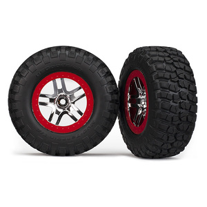 Traxxas 5877A: Tires & wheels, assembled, glued (SCT Split-Spoke, BFGoodrich® Mud-Terrain™ T/A® KM2 tires, foam inserts) (2) (2WD front)