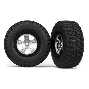 TRAXXAS 5878: Tires & wheels, assembled, glued (SCT satin chrome, black beadlock style wheels, BFGoodrich® Mud-Terrain™ T/A® KM2 tires, foam inserts) 