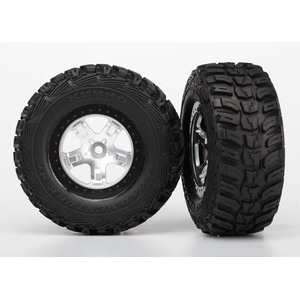 Traxxas 5880: Tires & wheels, assembled, glued (SCT satin chrome, black beadlock style wheels, Kumho tires, foam inserts) (2)