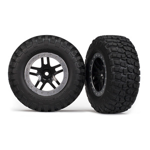 Traxxas 5883 Tires & Wheels, assembled  Black, Satin Chrome