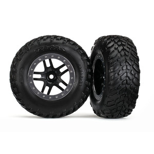Traxxas 5889: Tires & wheels, assembled, glued, dual profile (2.2" outer, 3.0" inner), SCT off-road racing tires (2) (4WD f/r, 2WD rear)
