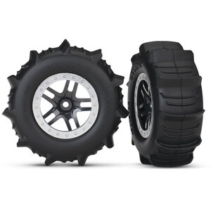 TRAXXAS 5891: Tires & wheels, assembled, glued (paddle tires, foam inserts) (2) (4WD front/rear)