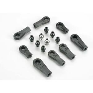TRAXXAS 6076: Plastic rod ends (8) (1/6 and 1/5 scale)/ hollow ball connectors (8) (6-black, 2-silver)