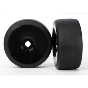 TRAXXAS 6473: Tires & wheels, assembled, glued (black, dished wheels, slick tires (S1 compound), foam inserts) (rear) (2)