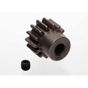 TRAXXAS 6488X: Gear, 14-T pinion (1.0 metric pitch) (fits 5mm shaft)/ set screw (for use only with steel spur gears)