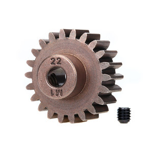TRAXXAS 6495X: Gear, 22-T pinion (1.0 metric pitch) (fits 5mm shaft)/ set screw (for use only with steel spur gears)