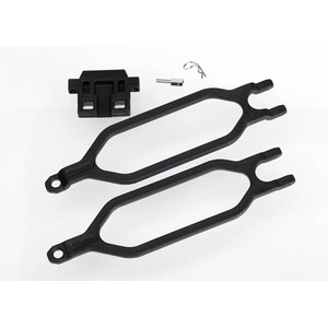 TRAXXAS 6727: Hold down, battery (2)/ hold down retainer/ battery post/ angled body clip