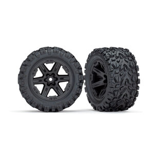 Traxxas 6774: Tires & wheels, assembled, glued (2.8") (RXT black wheels, Talon Extreme tires, foam inserts) (2WD electric rear) (2) (TSM rated)