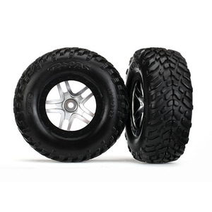 Traxxas 6892R: Tires & wheels, assembled, glued (S1 compound), dual profile (2.2" outer, 3.0" inner), SCT off-road racing tires (2) (TSM Rated)