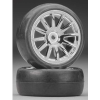 TRAXXAS 7573: Tires/Wheels Assembled Glued 12-Spoke Chrm (2)