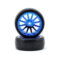 TRAXXAS 7573R: Tires Wheels Assembled Glued 12-Spoke Blue (2)