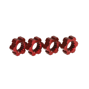 TRAXXAS 7756R Wheel hubs, hex, aluminum (red-anodized) (4)