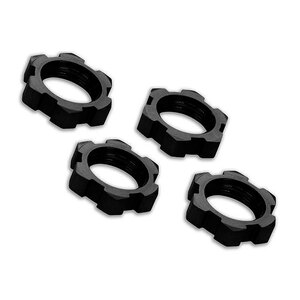TRAXXAS 7758A: Wheel nuts, splined, 17mm, serrated (black-anodized) (4)